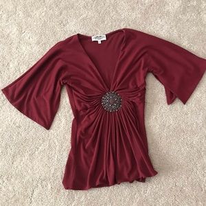 Burgundy ladies jewelled top